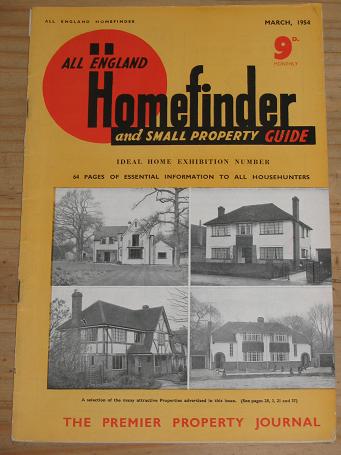 ALL ENGLAND HOMEFINDER March 1954 Small Property Guide. Vintage magazine for sale. Classic images of