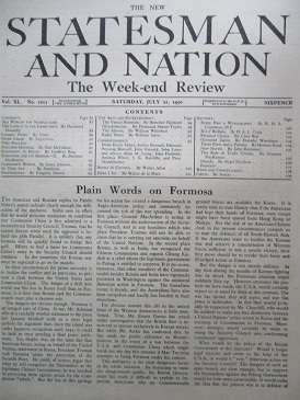 The NEW STATESMAN AND NATION magazine, July 22 1950 issue for sale. WALTER DE LA MARE. Original Brit