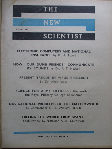 NEW SCIENTIST magazine, 9 May 1957 issue for sale. Original British publication from Tilley, Chester