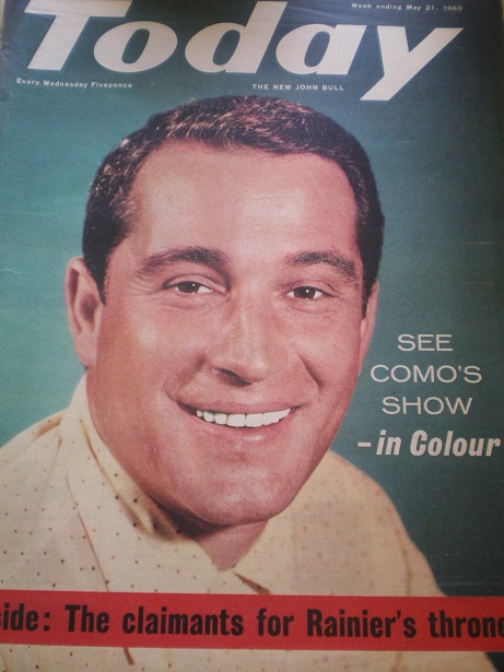 TODAY magazine, May 21 1960 issue for sale. PERRY COMO, GILBERT HARDING, ALISTAIR MACLEAN. Original 