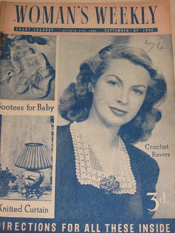 WOMANS WEEKLY magazine, September 27 1947 issue for sale. KNITTING, FICTION, COOKERY, FASHION, HOME.