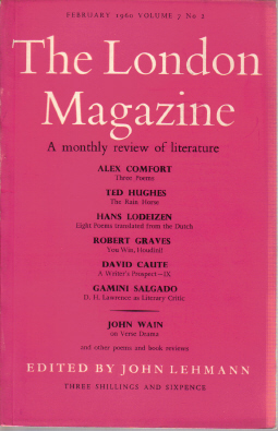 LONDON MAGAZINE FEB 1960 TED HUGHES VINTAGE COLLECTABLE LITERARY MAGAZINE FOR SALE PURE NOSTALGIA AR